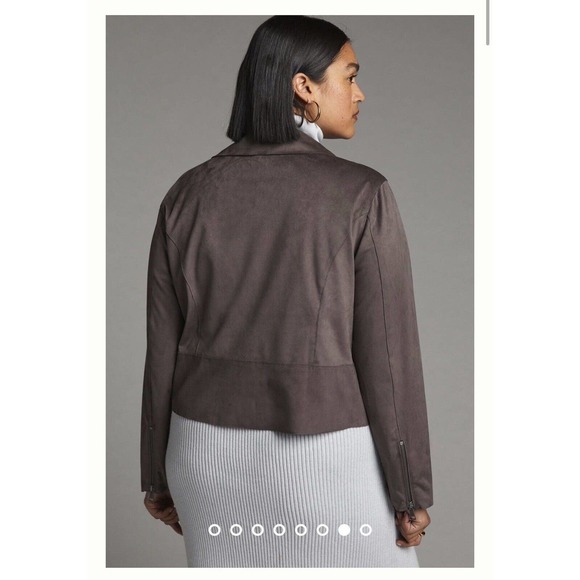 Hutch Anthropologie Faux Suede Moto Jacket Zippers Sz 2X In Grey - Picture 9 of 16